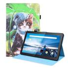 For Lenovo M10 FHD REL TB-X605FC / TB-X605LC Animal Pattern Horizontal Flip Leather Case with Holder & Card Slots & Photo Frame(Bib Kitten) - 1