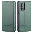 For OPPO K9 5G AZNS Magnetic Calf Texture Horizontal Flip Leather Case with Card Slots & Holder & Wallet(Dark Green) - 1