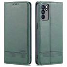 For OPPO Reno6 / Reno6 Pro AZNS Magnetic Calf Texture Horizontal Flip Leather Case with Card Slots & Holder & Wallet(Dark Green) - 1