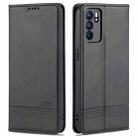 For OPPO Reno6 / Reno6 Pro AZNS Magnetic Calf Texture Horizontal Flip Leather Case with Card Slots & Holder & Wallet(Black) - 1