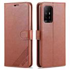 For OPPO A94 5G / Reno5Z 5G / F19 Pro+ 5G AZNS Sheepskin Texture Horizontal Flip Leather Case with Holder & Card Slots & Wallet(Brown) - 1