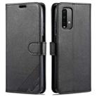 For Xiaomi Redmi Note 9 4G AZNS Sheepskin Texture Horizontal Flip Leather Case with Holder & Card Slots & Wallet(Black) - 1