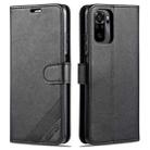 For Xiaomi Redmi Note 10 4G AZNS Sheepskin Texture Horizontal Flip Leather Case with Holder & Card Slots & Wallet(Black) - 1