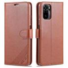 For Xiaomi Redmi Note 10 4G AZNS Sheepskin Texture Horizontal Flip Leather Case with Holder & Card Slots & Wallet(Brown) - 1