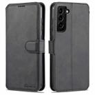 For Samsung Galaxy S21 FE 5G AZNS Calf Texture Horizontal Flip Leather Case with Holder & Card Slots & Wallet & Photo Frame(Black) - 1