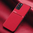 For OPPO Reno6 Pro 5G Classic Tilt Strip Grain Magnetic Shockproof PC + TPU Case(Red) - 1