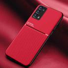 For OPPO Reno6 Pro+ 5G Classic Tilt Strip Grain Magnetic Shockproof PC + TPU Case(Red) - 1