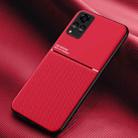 For vivo V21 Classic Tilt Strip Grain Magnetic Shockproof PC + TPU Case(Red) - 1