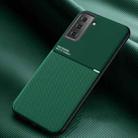 For Samsung Galaxy S21 5G Classic Tilt Strip Grain Magnetic Shockproof PC + TPU Case(Dark Green) - 1