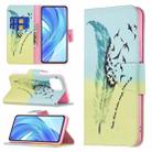 For Xiaomi Mi 11 Lite Colored Drawing Pattern Horizontal Flip Leather Case with Holder & Card Slots & Wallet(Feather) - 1