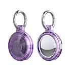 Edges Corners Style Anti-scratch Shockproof Clear TPU Protective Cover Case with Keychain Hook Loop For AirTag(Purple) - 1