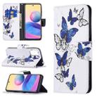For Xiaomi Poco M3 Pro / Redmi Note 10 5G Colored Drawing Pattern Horizontal Flip Leather Case with Holder & Card Slots & Wallet(Blue Butterflies) - 1