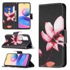 For Xiaomi Poco M3 Pro / Redmi Note 10 5G Colored Drawing Pattern Horizontal Flip Leather Case with Holder & Card Slots & Wallet(Lotus) - 1