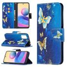 For Xiaomi Poco M3 Pro / Redmi Note 10 5G Colored Drawing Pattern Horizontal Flip Leather Case with Holder & Card Slots & Wallet(Gold Butterfly) - 1