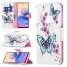 For Xiaomi Poco M3 Pro / Redmi Note 10 5G Colored Drawing Pattern Horizontal Flip Leather Case with Holder & Card Slots & Wallet(Peach Blossom Butterfly) - 1