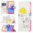 For Xiaomi Poco M3 Pro / Redmi Note 10 5G Colored Drawing Pattern Horizontal Flip Leather Case with Holder & Card Slots & Wallet(Umbrella Elephant) - 1