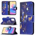 For Xiaomi Poco M3 Pro / Redmi Note 10 5G Colored Drawing Pattern Horizontal Flip Leather Case with Holder & Card Slots & Wallet(Purple Butterfly) - 1