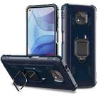 For Motorola Moto G Power 5G 2021 Carbon Fiber Protective Case with 360 Degree Rotating Ring Holder(Blue) - 1