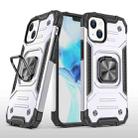 For iPhone 13 Magnetic Armor Shockproof TPU + PC Case with Metal Ring Holder(Silver) - 1