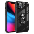 For iPhone 13 mini Ultra Shockproof Transparent TPU + Acrylic Protective Case with Ring Holder (Silver Black) - 1
