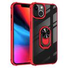 For iPhone 13 mini Ultra Shockproof Transparent TPU + Acrylic Protective Case with Ring Holder (Red) - 1