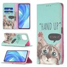 For Xiaomi Mi 11 Lite Colored Drawing Pattern Invisible Magnetic Horizontal Flip PU Leather Case with Holder & Card Slots & Wallet(Cat) - 1
