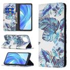 For Xiaomi Mi 11 Lite Colored Drawing Pattern Invisible Magnetic Horizontal Flip PU Leather Case with Holder & Card Slots & Wallet(Blue Leaf) - 1