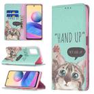 For Xiaomi Poco M3 Pro / Redmi Note 10 5G Colored Drawing Pattern Invisible Magnetic Horizontal Flip PU Leather Case with Holder & Card Slots & Wallet(Cat) - 1