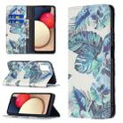 For Samsung Galaxy A03s 164mm Colored Drawing Pattern Invisible Magnetic Horizontal Flip PU Leather Case with Holder & Card Slots & Wallet(Blue Leaf) - 1