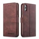 For iPhone X / XS Diaobaolee Pure Fresh Texture Horizontal Flip Leather Case, with Holder & Card Slot & Wallet & Photo Frame(Brown) - 1