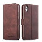 For iPhone XR Diaobaolee Pure Fresh Texture Horizontal Flip Leather Case, with Holder & Card Slot & Wallet & Photo Frame(Brown) - 1