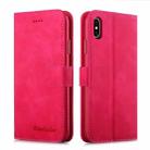 For iPhone XS Max Diaobaolee Pure Fresh Texture Horizontal Flip Leather Case, with Holder & Card Slot & Wallet & Photo Frame(Red) - 1