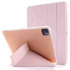 For iPad Air 13 2024 / Pro 12.9 2022 / 2021 Multi-folding TPU Leather Tablet Case with Holder & Pen Slot(Gold) - 1