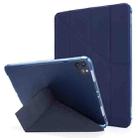 For iPad Air 13 2024 / Pro 12.9 2022 / 2021 Multi-folding TPU Leather Tablet Case with Holder & Pen Slot(Dark Blue) - 1