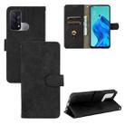 For OPPO Reno5 A(Japan) Solid Color Skin Feel Magnetic Buckle Horizontal Flip Calf Texture PU Leather Case with Holder & Card Slots & Wallet(Black) - 1
