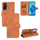 For OPPO Reno5 A(Japan) Solid Color Skin Feel Magnetic Buckle Horizontal Flip Calf Texture PU Leather Case with Holder & Card Slots & Wallet(Brown) - 1