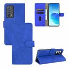 For OPPO Reno6 Pro+ Solid Color Skin Feel Magnetic Buckle Horizontal Flip Calf Texture PU Leather Case with Holder & Card Slots & Wallet(Blue) - 1