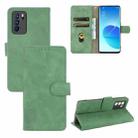 For OPPO Reno6 Pro Solid Color Skin Feel Magnetic Buckle Horizontal Flip Calf Texture PU Leather Case with Holder & Card Slots & Wallet(Green) - 1