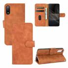 For Sony Xperia Ace II Solid Color Skin Feel Magnetic Buckle Horizontal Flip Calf Texture PU Leather Case with Holder & Card Slots & Wallet(Brown) - 1