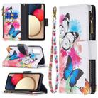 For Samsung Galaxy A03s 164mm Colored Drawing Pattern Zipper Horizontal Flip Leather Case with Holder & Card Slots & Wallet(Two Butterflies) - 1