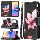 For Xiaomi Poco M3 Pro / Redmi Note 10 5G Colored Drawing Pattern Zipper Horizontal Flip Leather Case with Holder & Card Slots & Wallet(Lotus) - 1