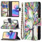 For Xiaomi Poco M3 Pro / Redmi Note 10 5G Colored Drawing Pattern Zipper Horizontal Flip Leather Case with Holder & Card Slots & Wallet(Tree) - 1