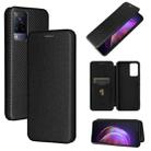 For vivo V21 Carbon Fiber Texture Horizontal Flip TPU + PC + PU Leather Case with Card Slot(Black) - 1