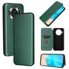 For Cubot Note 20 Carbon Fiber Texture Horizontal Flip TPU + PC + PU Leather Case with Card Slot(Green) - 1