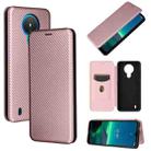 For Nokia 1.4 Carbon Fiber Texture Horizontal Flip TPU + PC + PU Leather Case with Card Slot(Pink) - 1