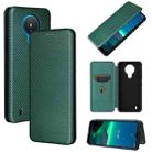 For Nokia 1.4 Carbon Fiber Texture Horizontal Flip TPU + PC + PU Leather Case with Card Slot(Green) - 1