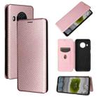 For Nokia X10 Carbon Fiber Texture Horizontal Flip TPU + PC + PU Leather Case with Card Slot(Pink) - 1