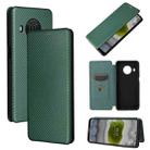 For Nokia X10 Carbon Fiber Texture Horizontal Flip TPU + PC + PU Leather Case with Card Slot(Green) - 1
