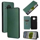 For Nokia X20 Carbon Fiber Texture Horizontal Flip TPU + PC + PU Leather Case with Card Slot(Green) - 1