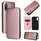 For Sony Xperia Ace II Carbon Fiber Texture Horizontal Flip TPU + PC + PU Leather Case with Card Slot(Pink) - 1